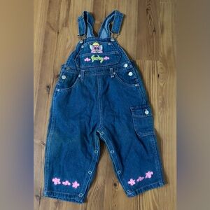Vintage Furby Overalls Size 24 Months 90's Y2K Pink Denim Jeans Outfit Romper